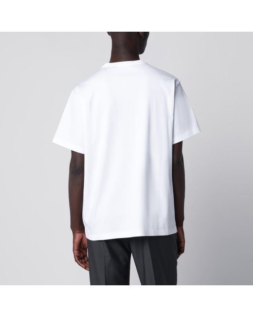 Prada White Boxy Cotton Crew-Neck T-Shirt With Triangle Logo for men