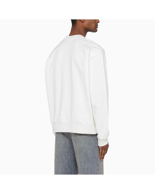 Marni White Crewneck Sweatshirt With Multicoloured Logo for men
