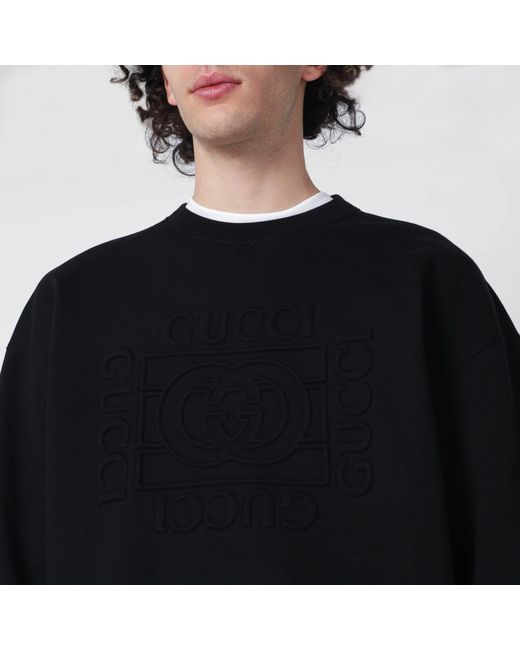 Gucci Black Brushed Cotton Jersey Sweatshirt for men
