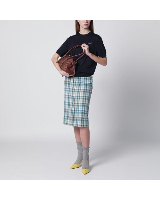 Prada Blue Silk-Blend Sweater With Logo