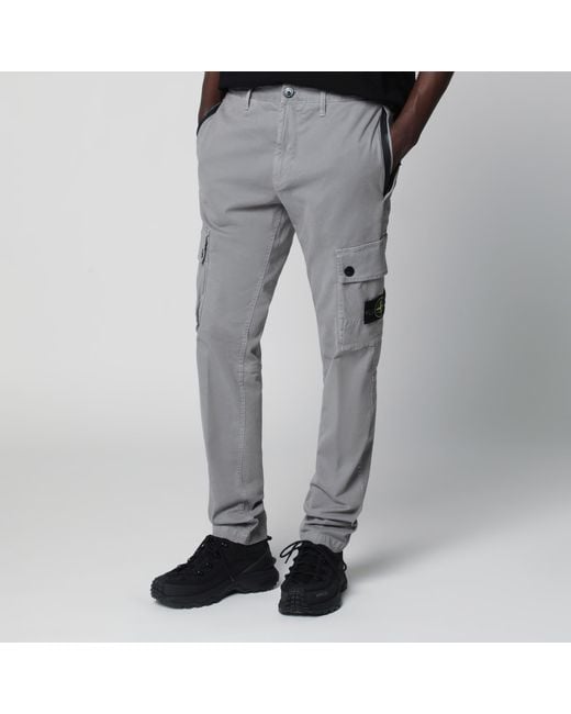 Stone Island Gray Cotton Cargo Trousers for men