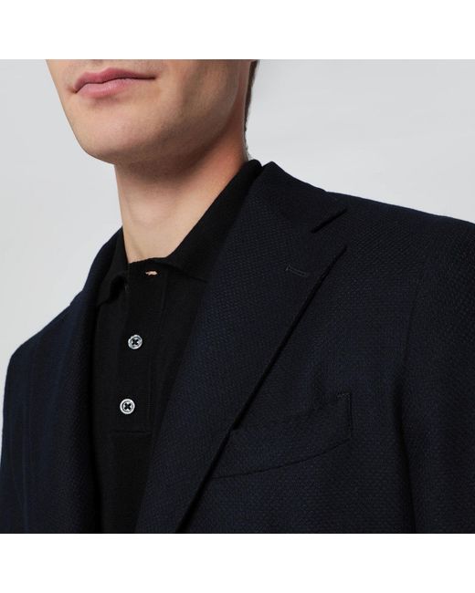 Santaniello Black Single-Breasted Wool Jacket for men