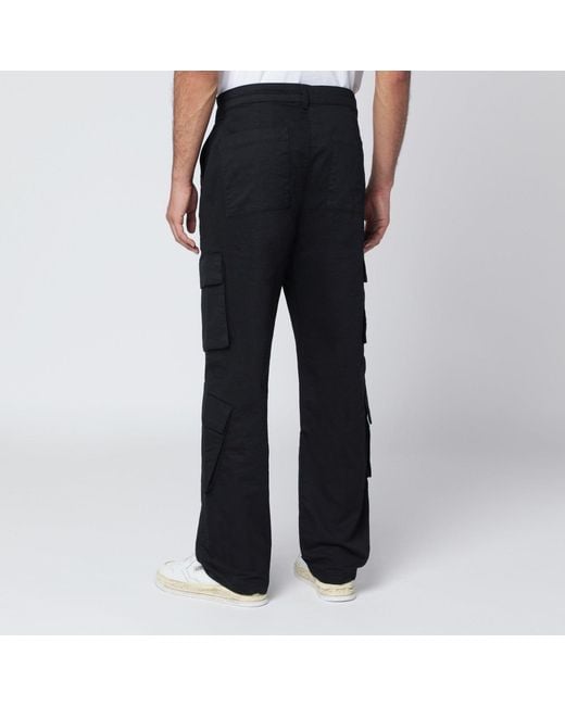 Represent Black Cotton Cargo Trousers for men