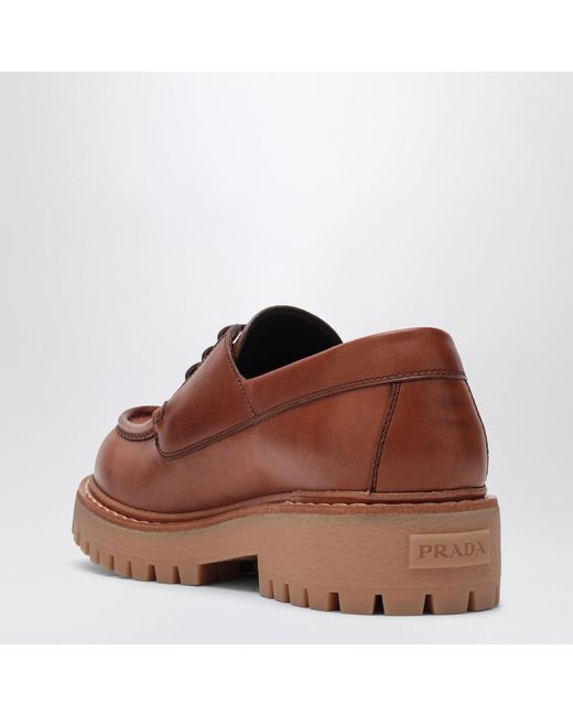 Prada Brown Laced Moccasins For for men