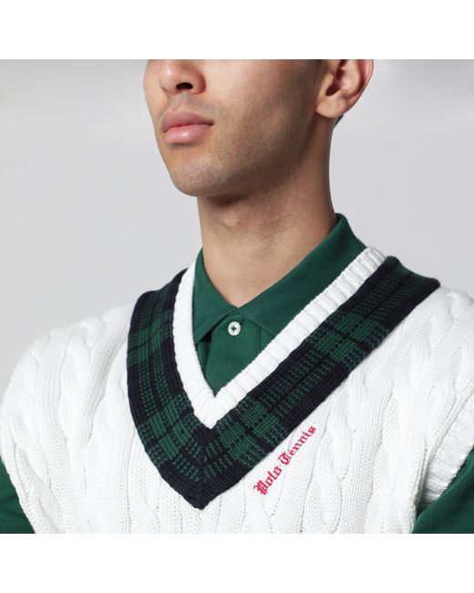 Polo Ralph Lauren Green Cream Cable-Knit Relaxed-Fit Vest for men