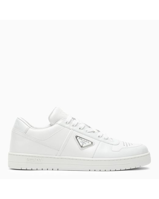 Prada White Leather Downtown Sneakers - White for men
