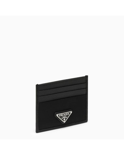 Prada Black Saffiano Card Case With Logo Triangle for men