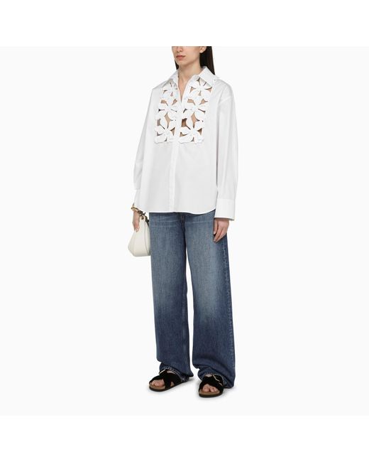 Valentino White Cotton Shirt With Embroidery