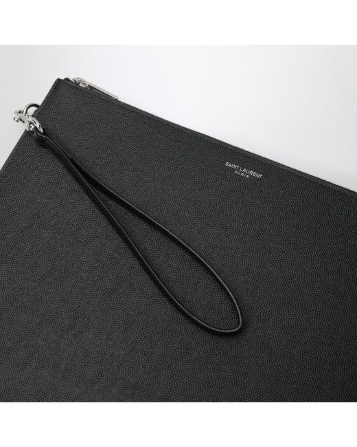 Porta tablet in pelle grain de poudre di Saint Laurent in Black da Uomo