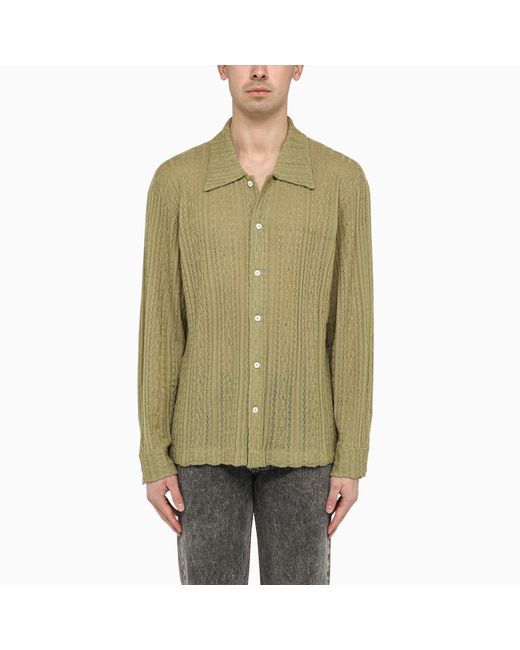 Séfr Green Mint-coloured Wool Knit Riku Shirt for men
