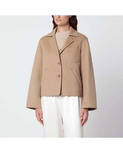 Weekend by Maxmara Natural Camel Wool Crop Jacket