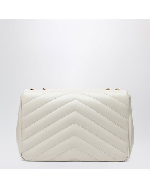Saint Laurent White Loulou Large Cream Leather Bag