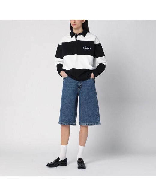 FRAME Blue Bermuda Shorts In Regenerated Denim