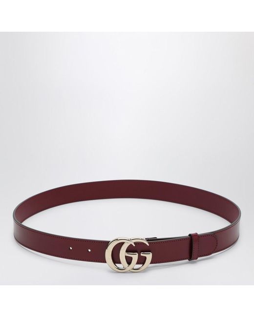 Cintura gg marmont in pelle ancora di Gucci in Red