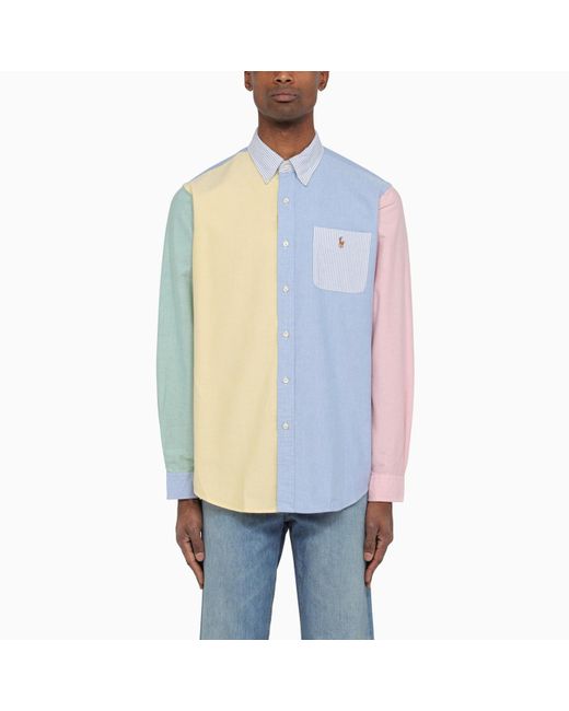 Polo Ralph Lauren Blue Classic-fit Multicoloured Patchwork Oxford Shirt for men