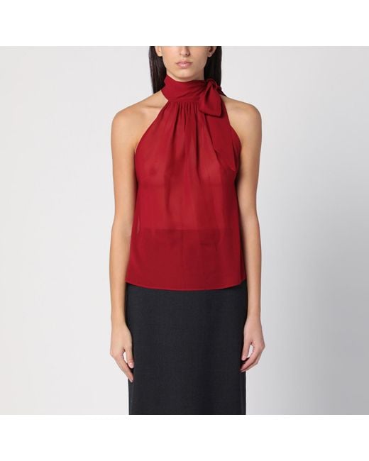 Philosophy Red Georgette Top With Bow