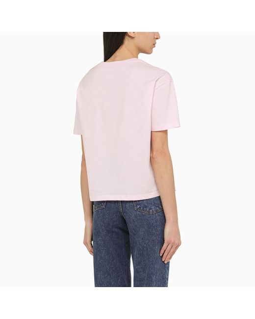 A.P.C. Multicolor Pink Cotton T Shirt With Logo