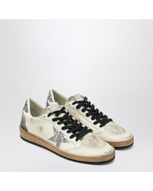 Golden Goose Deluxe Brand White Ballstar Sneaker With Glitter