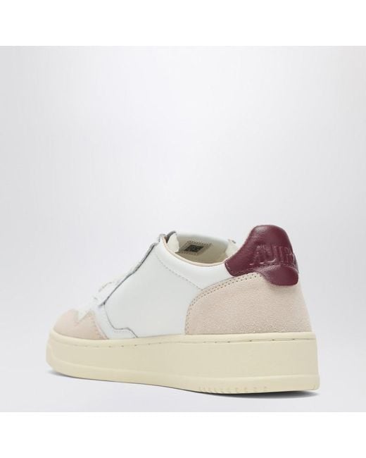 Autry White Medalist Sneakers Aus Weißem/Burgunderrotem Leder Und Wildleder