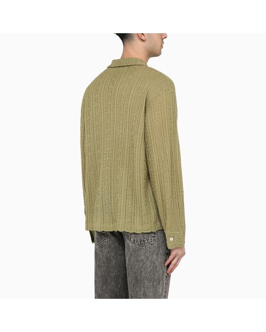 Séfr Green Mint-coloured Wool Knit Riku Shirt for men