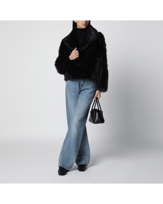 Blancha Black Short Chocolate Fur Jacket