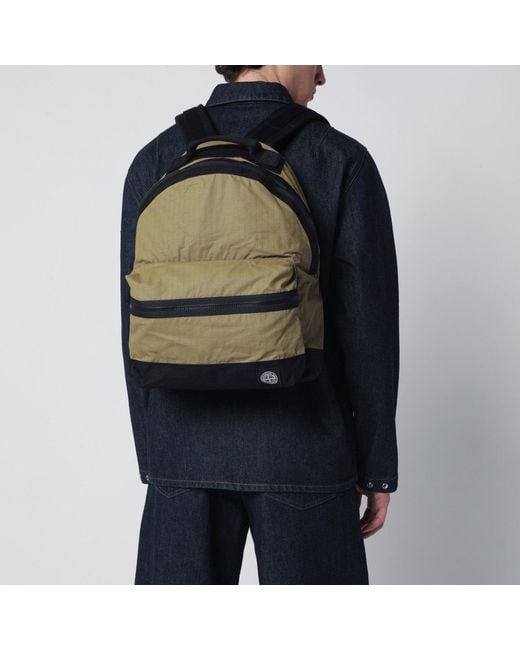 Stone Island Green Military Cotton Ripstop Backpack for men