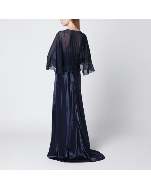 Alberta Ferretti Blue Long Semi-Transparent Dress
