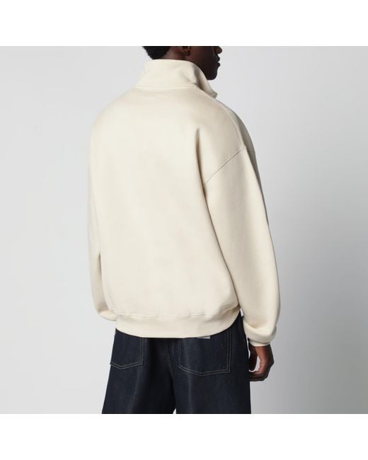 Jacquemus Natural Half-Zip Sweatshirt With Grosgrain Logo for men