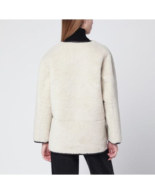 DUNST Natural Cream Shearling Effect Fabric Jacket