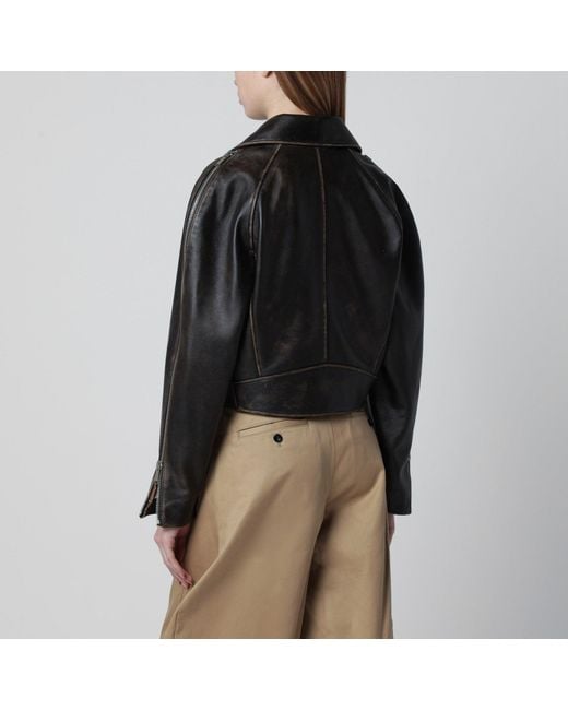 Halfboy Black Oversized Dark Leather Biker Jacket