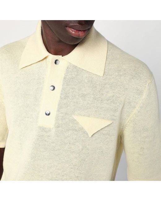 Bottega Veneta Natural Polo Shirt In Light Linen for men