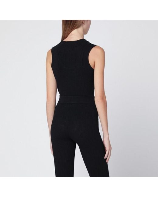 Fear Of God Black Schwarzes Tanktop Aus Stretchigem Waffle-Stoff