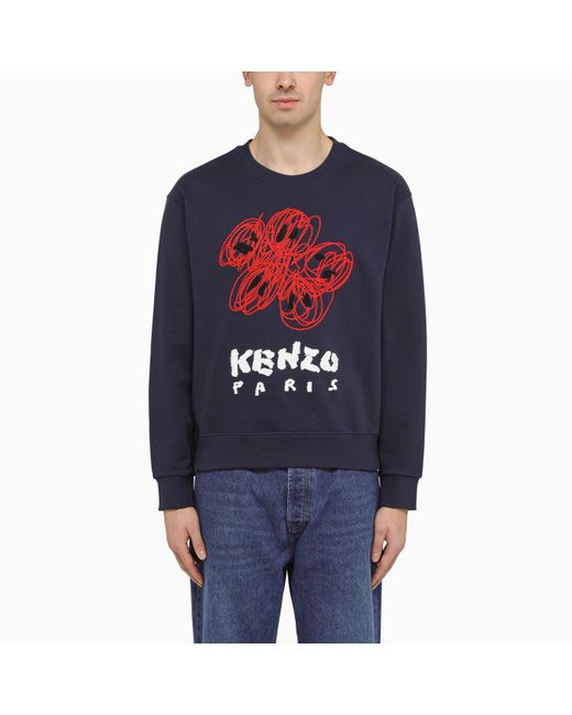 KENZO Blue Crewneck Sweatshirt With Logo for men