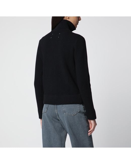 Maison Margiela Black Wool-Blend Zip Cardigan