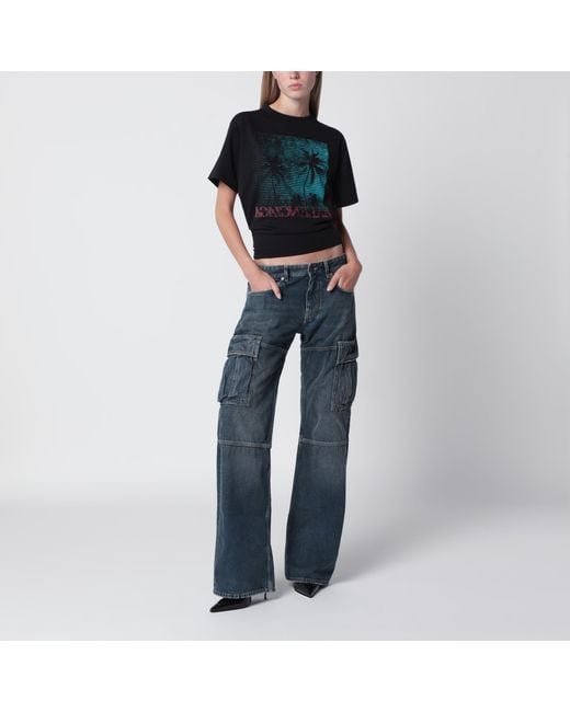 Balenciaga Black Cropped T-Shirt With Logo Print
