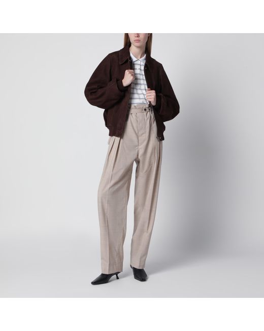 Loewe Brown Dark Suede Bomber Jacket