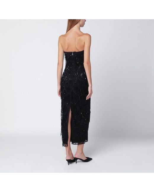 Abito midi con frange di perline di ROTATE BIRGER CHRISTENSEN in Black