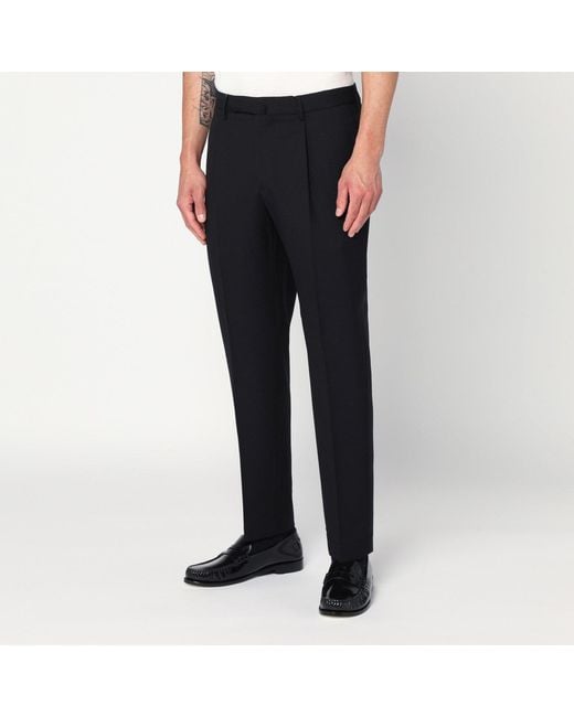 Santaniello Black Regular Wool Pants for men