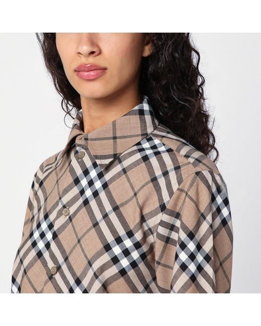 Burberry Black Check Pattern Wool Blend Shirt