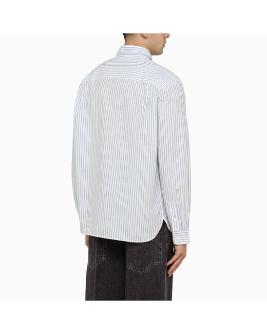 A.P.C. White And Light Blue Striped Shirt for men