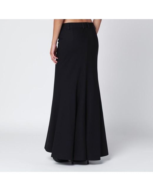 Balenciaga Black Long Wool Skirt