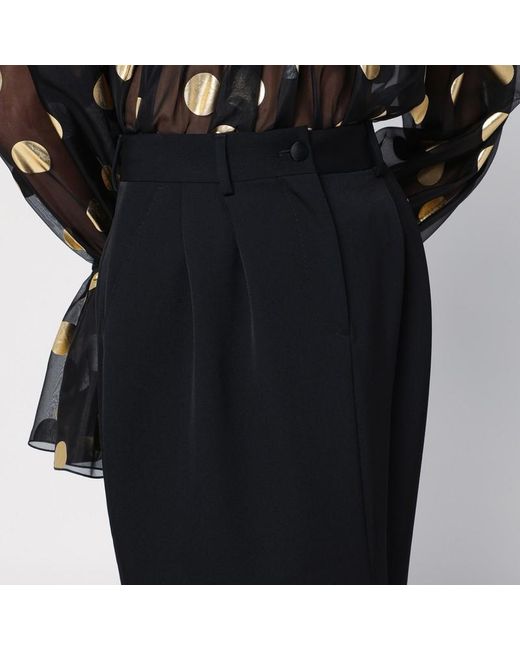 Dolce & Gabbana Black Schwarzer Bleistiftrock Aus Wollgabardine