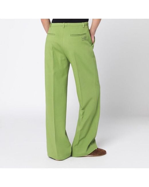 Pantaloni verdi in maglia punto stoffa di Miu Miu in Green