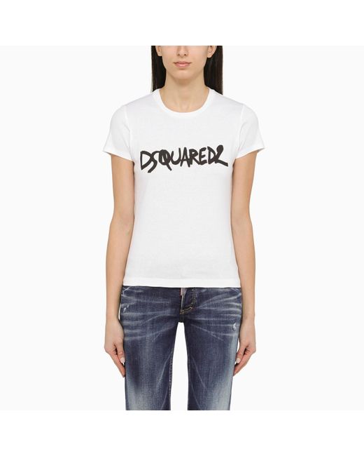 DSquared² White Cotton T Shirt With Logo