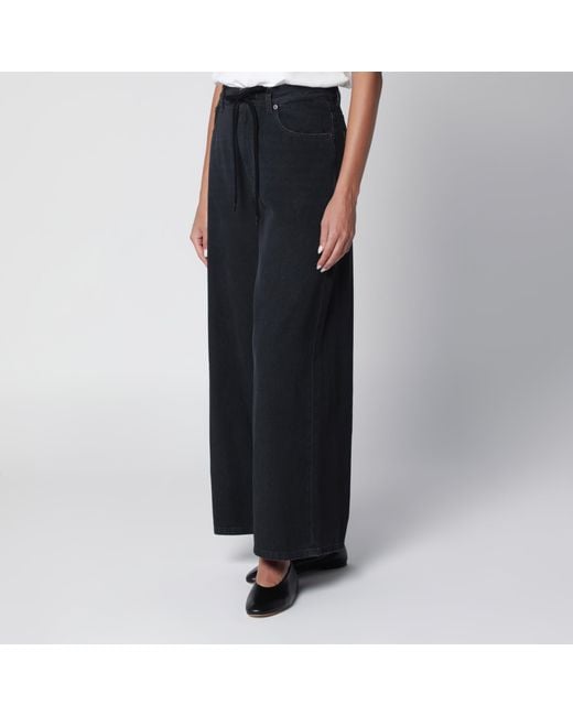 MM6 by Maison Margiela Black Wide-Leg Cropped Jeans