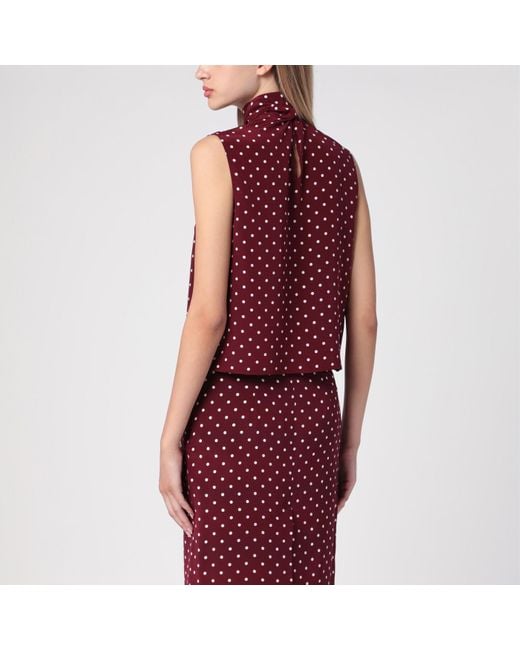 Miu Miu Amaranth-coloured Polka Dot Silk Top