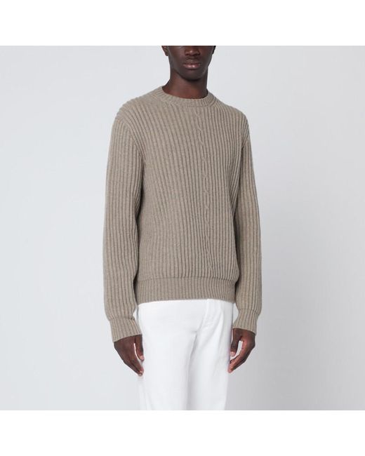 Maglione beige mélange in cashmere di Loro Piana in Brown da Uomo