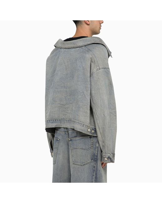 Balenciaga Gray Off Shoulder Light Denim Jacket for men