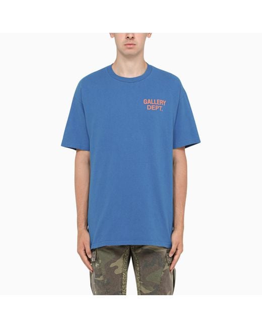 GALLERY DEPT. Blue T-shirt With Orange Logo Print for men
