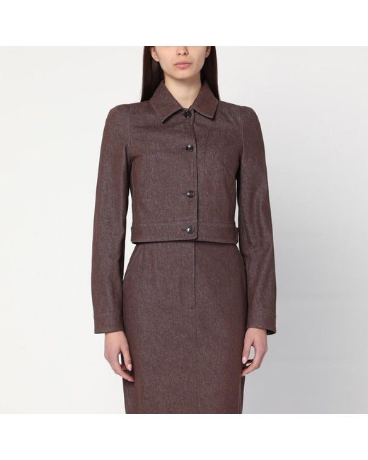 Max Mara Brown Cropped Denim-effect Jacket
